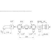 3-hole wall-mounted bathtub faucet Metes