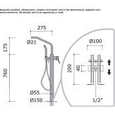 Free-standing bathtub faucet made of stainless steel Orroli