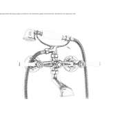 Two-hole wall-mounted bathtub faucet with a hand shower Tepehan