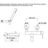 Two-hole wall-mounted bathtub faucet with a hand shower Passons