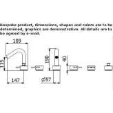 Countertop mounted, 5-hole, drop-in bathtub faucet Buyukkoy