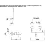 Two-hole wall-mounted bathtub faucet with a hand shower Sarandi