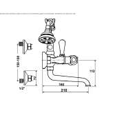 Two-hole wall-mounted bathtub faucet with a hand shower Lytle