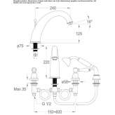 3-hole bathtub faucet with hand shower Cervere