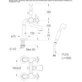 Two-hole bathtub faucet with a hand shower Fratte