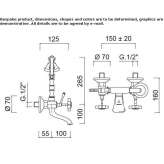 Two-hole wall-mounted bathtub faucet with a hand shower Retinne