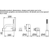 4-hole bathtub faucet for countertop installation with a shower hand Sidmouth