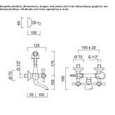 3-hole wall-mounted bathtub faucet with hand shower Brunete