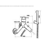 Two-hole wall-mounted bathtub faucet with a hand shower Mantinos