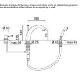 3-hole deck mounted bathtub faucet with hand shower Fogliano