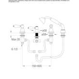 4-hole bathtub set with a hand shower Cervere