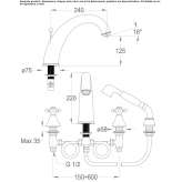 4-hole bathtub set with a hand shower Fratte