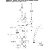 Two-hole bathtub faucet with a hand shower Turbiv