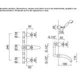 Set of 5-hole wall-mounted bathtub with a shower head Brunete