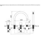 Set of a 5-hole bathtub with a shower head Tasco