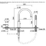 3-hole bathtub faucet for countertop installation with a switch Peille