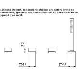 4-hole bathtub faucet for countertop installation with a shower hand Dobre