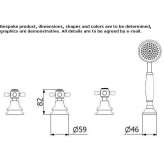 4-hole bathtub faucet for countertop installation with a shower hand Ancone