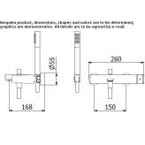 Wall-mounted bathtub faucet with a shower hand Wallaroo