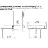 Wall-mounted bathtub faucet with a shower hand Olivella