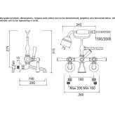 Two-hole wall-mounted bathtub faucet with diverter Forville