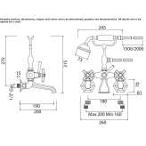 Two-hole wall-mounted bathtub faucet with a hand shower Lenham