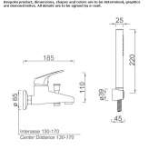 Two-hole wall-mounted bathtub faucet with diverter Egham