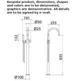 Floor-standing stainless steel bathtub faucet with a hand shower Jagual