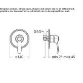 Single-lever shower mixer with plate Gainesti