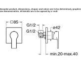 Single-lever shower mixer with plate Ferez