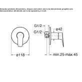 Single-lever shower mixer with plate Leonard