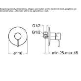 Single-lever shower mixer with plate Humay