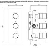 Thermostatic 3-hole shower tap Palizzi