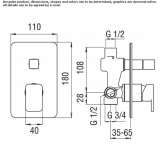 Shower tap with plate Yaguaron