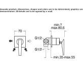 Concealed, single-lever, wall-mounted shower faucet Pisek