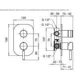 Concealed steel shower faucet with single handle and diverter Kimmeria