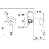 Concealed, steel shower faucet with one handle Altania