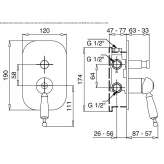 Concealed steel shower faucet with switch Altania