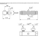 2-hole shower tap with thermostat Cortona