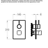 2-hole shower mixer with diverter and plate Sens