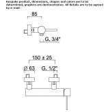 2-otworowa jednouchwytowa bateria prysznicowa Passons