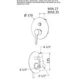 Single-lever shower faucet with diverter and plate Paignton