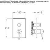 2-hole shower mixer in chrome-plated brass with plate Tutak