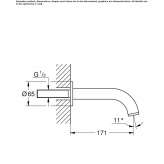Bathtub spout mounted to the wall Vryses