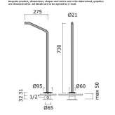 Floor-standing stainless steel bathtub spout with aerator Orroli