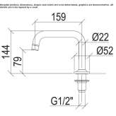 Deck-mounted stainless steel spout with aerator Demonte