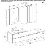 Segmented wall-mounted washbasin cabinet with cabinets Tornio