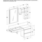 Wooden wall-mounted sectional cabinet under the washbasin Tornio