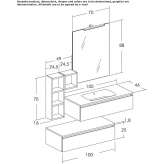 Wooden wall-mounted sectional cabinet under the washbasin Tornio