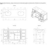 Double wooden washbasin cabinet with doors and drawers Fontanar